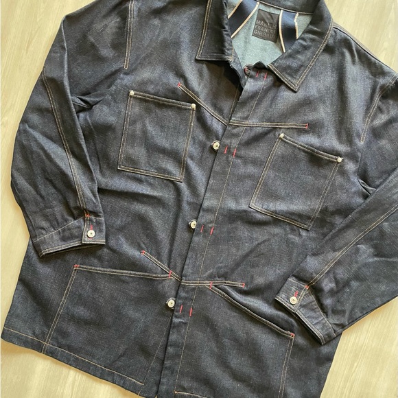Vintage 90s French Marithe + Francis Girbaud Raw Denim Chore Coat - Picture 2 of 7